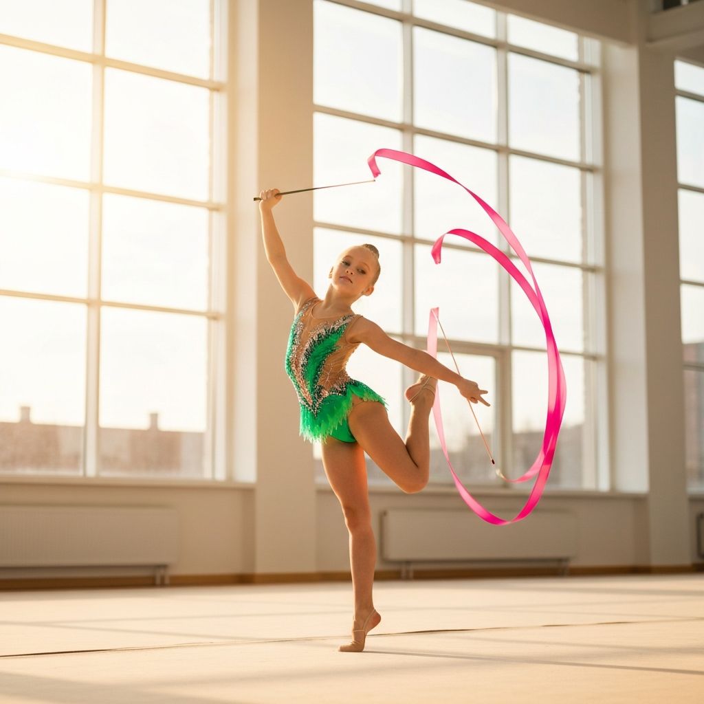 Gimnasta ritmica en accion en Club ELEVA